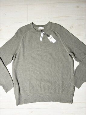 Industry Men’s Textured Crewneck Sweater Dusty Sage Green Size M Cotton Blend